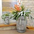 Floristik24 Tête de plante buste Moai gris H28cm