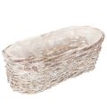 Floristik24 Jardinière en panier avec insert en aluminium, ovale, blanche, 37 cm