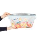 Pots de fleurs, printemps, jardinières pour fleurs/oiseaux, récipient ovale en métal L39/31/24,5 cm, lot de 3 | Floristik24.be