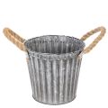 Floristik24 Pot de fleurs en métal, pot décoratif avec poignées, cache-pot Ø16,5 cm