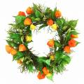 Floristik24 Couronne de physalis artificielle, orange et verte, Ø 28 cm, décoration d'automne