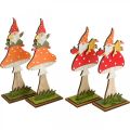 Floristik24 Amanite mouche pour l&#39;automne, décoration bois, gnome sur champignon orange / rouge H21 / 19,5cm 4pcs