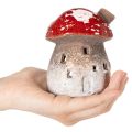Figurine décorative de maison champignon avec phare et amanite tue-mouches, 10 cm, lot de 2 | Floristik24.be