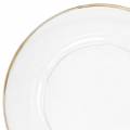 Floristik24 Assiette décorative bord doré plastique transparent Ø33cm