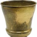 Jardinière vintage coupe vase métal laiton Ø17cm H19cm | Floristik24.be