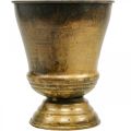 Jardinière vintage coupe vase métal laiton Ø14cm H17cm | Floristik24.be