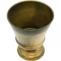 Jardinière vintage coupe vase métal laiton Ø14cm H17cm | Floristik24.be