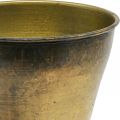 Jardinière vintage coupe vase métal laiton Ø14cm H17cm | Floristik24.be