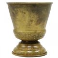 Jardinière vintage coupe vase métal laiton Ø11,5cm H13,5cm | Floristik24.be