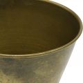 Jardinière vintage coupe vase métal laiton Ø11,5cm H13,5cm | Floristik24.be