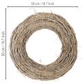 Couronne décorative en rotin blanchi, pour une décoration créative, 50 cm | Floristik24.be