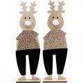 Floristik24 Figurine décorative en bois renne debout Noël 12×6.5cm H45cm 2pcs