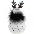 Floristik24 Renne déco, décoration de Noël, figurine décorative en métal, blanc de l&#39;Avent, noir H15.5cm Ø8cm