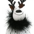 Floristik24 Renne déco, décoration de Noël, figurine décorative en métal, blanc de l&#39;Avent, noir H15.5cm Ø8cm