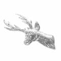 Floristik24 Buste de renne décoratif en métal argenté 8cm × 4,8cm 8pcs