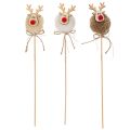 Figurines décoratives de rennes avec pompons, pinces à linge de Noël, 24 cm, lot de 12 | Floristik24.be