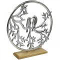 Floristik24 Décoration de table printemps, anneau décoratif oiseau déco argenté H37,5cm