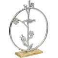 Floristik24 Décoration de table printemps, anneau décoratif déco oiseau argenté H32,5cm