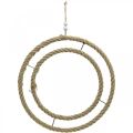 Floristik24 Anneau décoratif double, anneau à décorer, anneau en jute, style bohème couleur naturelle, argent Ø41cm