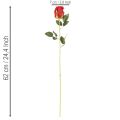 Rose artificielle à longue tige, fleur artificielle rouge, 62 cm, lot de 12 | Floristik24.be