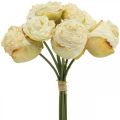 Floristik24 Roses artificielles, fleurs en soie, bouquet de roses blanc crème L23cm 8pcs