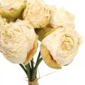 Floristik24 Roses artificielles, fleurs en soie, bouquet de roses blanc crème L23cm 8pcs