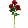 Floristik24 Roses artificielles roses rouges fleurs en soie 3pcs
