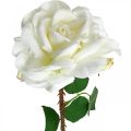 Floristik24 Rose Blanche Fausse Rose sur Tige Fleur de Soie Fausse Rose L72cm Ø13cm