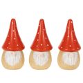 Mini figurines de gnomes, décorations de table en forme d'amanite tue-mouches, 10 cm, lot de 6 | Floristik24.be