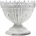Floristik24 Trophée décoratif bol décoratif en métal blanc avec bord couronne H15cm