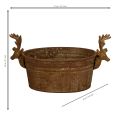 Bol décoratif ovale en forme de tête de renne, couleur rouille, style rustique, 41 cm | Floristik24.be