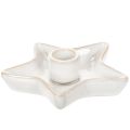 Floristik24 Bougeoir en céramique en forme d'étoile, blanc, pour bougies coniques, 12 cm, lot de 2