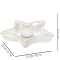 Bougeoir en céramique en forme d'étoile, blanc, pour bougies coniques, 12 cm, lot de 2 | Floristik24.be