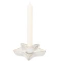 Bougeoir en céramique en forme d'étoile, blanc, pour bougies coniques, 12 cm, lot de 2 | Floristik24.be