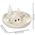 Bougeoir décoratif en céramique avec maison et arbres, 16 cm | Floristik24.be