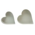 Floristik24 Bol coeur décoratif en plastique blanc gris 24/21cm lot de 2