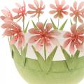 Floristik24 Bol à plantes, décoration printanière, bol en métal avec décoration florale, panier de Pâques