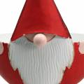Floristik24 Bol déco gnome rouge, métal blanc Ø14cm H16cm Bol Père Noël