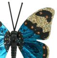 Floristik24 Papillon bleu 7,5cm brillant 4P