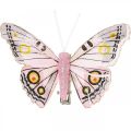 Floristik24 Papillons déco avec pince, papillons en plumes roses 4,5-8cm 10p