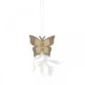 Floristik24 Feutre papillon à accrocher crème décoration mariage 16cm