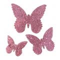 Décoration à contrôler Butterfly Pink-Glitter 5/4 / 3cm 24pcs