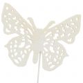 Floristik24 Bouchon fleur papillon blanc 26cm 15pcs