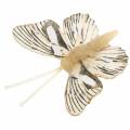 Floristik24 Papillon déco avec clip métal nature assorti H4.9cm/5.8cm/7.4cm 6pcs