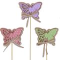 Floristik24 Bouchons de fleurs décoration printanière papillons en bois 6cm 10pcs