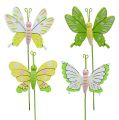 Floristik24 Papillon sur bâton bois multicolore 7.5cm L25cm 12pcs