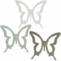 Floristik24 Papillon 4cm décoration à parsemer bois marron/gris clair/blanc 72p