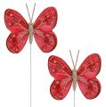 Floristik24 Papillon 7cm rouge, glitter 4P