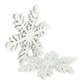 Floristik24 Flocons de neige en bois blanc Ø3.7cm 48pcs