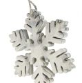 Floristik24 Flocons de neige en bois tri blanc-gris. 7-12 cm 6 pièces